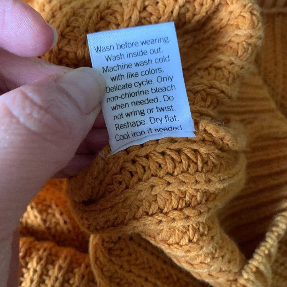 Sonoma Chunky Knit Pullover Crew Neck Sweater Mustard Yellow Women’s Sz M Casual - Picture 7 of 11
